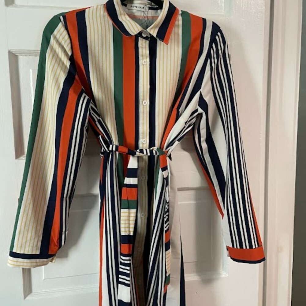 Sovogue Belted Stripe Dress